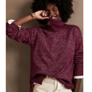 BANANA REPUBLIC X REPREVE Cozy Oversized Turtleneck Sweater in Beet Root XS